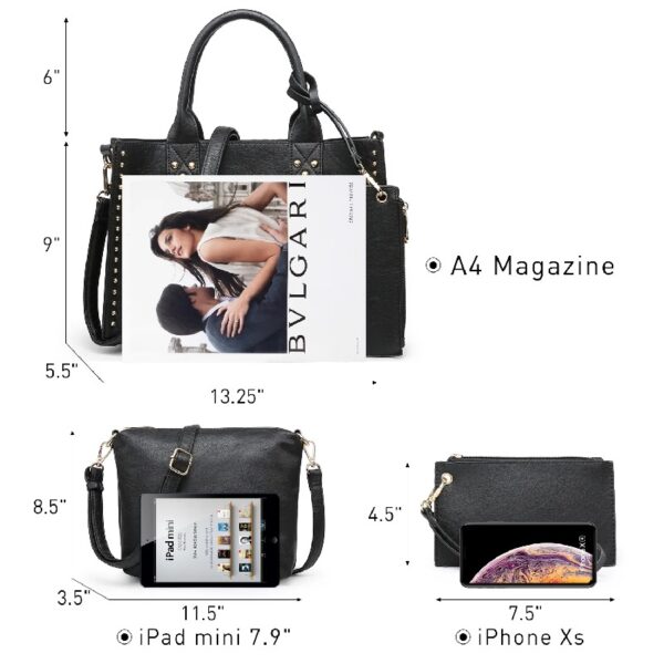 ff615b5b35164c3b9b82b32d01782dde Women's 3Pcs Purse Handbag Shoulder Bag Tote Satchel Hobo Bag Briefcase Work Bag for Ladies