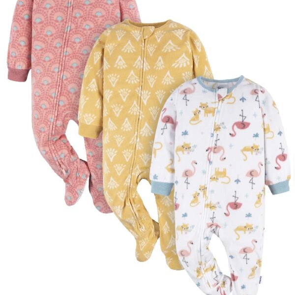 Baby and Toddler Neutral Microfleece Blanket Sleeper Pajamas, 3-Pack, Sizes 0/3M-5T