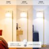 Iron Modern Standing Lamp, Gold Floor Lamp for Living Room, with Rotary Switch, Hanging Shade and 3 Color Temperatures 9W Bulb for Bedroom, Study Room, Office