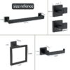 5-Piece Matte Black Bathroom Hardware Set - 304 Stainless Steel Bathroom Towel Holder Set