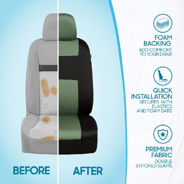 PolyPro Car Seat Covers Full Set in Charcoal on Black – Front and Rear Split Bench for Cars, Easy to Install Cover Set, Accessories Auto Trucks Van SUV