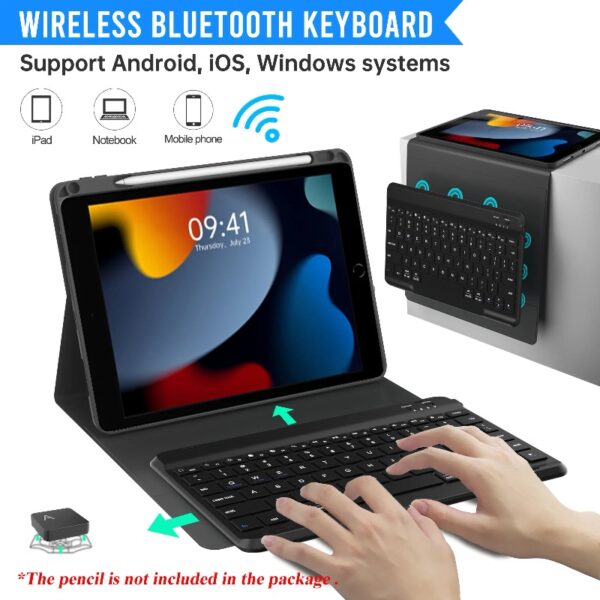 Keyboard Case for iPad 9th/8th/7th Gen 10.2 inch, iPad Air 3rd, Pro 10.5 - Colorful Backlite Keyboard, 360 Rotatable Detachable Magnetic Protective Cover, Pencil Holder, Auto Sleep/Wake